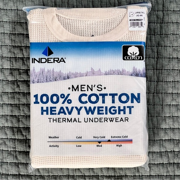 Indera Cotton Heavyweight Men’s Thermal Underwear Crew Top, Large Tall - Picture 1 of 2